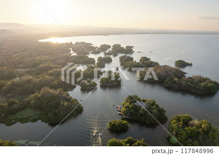 Boats moves in Granada lake 117848996