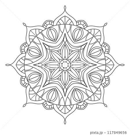 Lineal Flower Mandala. Editable color. Editable background. Lineal Flower Mandala. Editable color. Editable background. 117849656