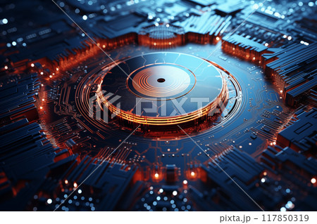 Powerful circuit board with quantum chip technology CPU processor supercomputer AI Generation 117850319