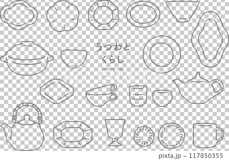 一組簡單的容器(畫線) 一組簡單的容器(畫線) 117850355