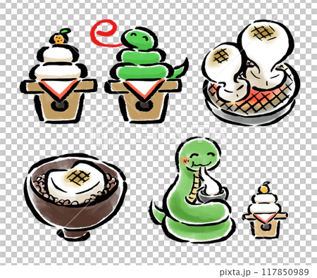 十二生肖（蛇）與麻糬刷觸手繪插圖集 117850989