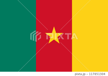 The official national flag of Cameroon. Flag of the Republic of Cameroon. Vector illustration 117851304