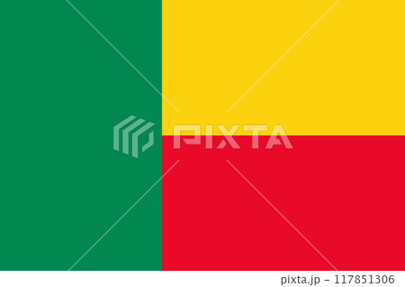 The official national flag of Benin. Flag of the Republic of Benin. Vector illustration 117851306