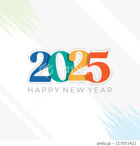 Happy New Year 2025 number and letter element design 117851422