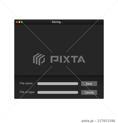 Modern file manager system in dark style on screen. 117851598