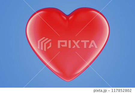 Red heart on blue background, 3D rendering 117852802