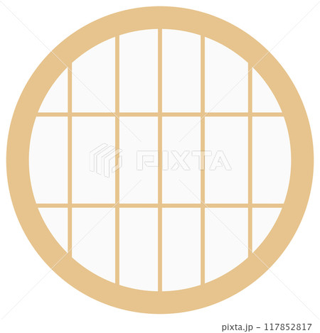 丸型の障子イラストセット　ベクター　丸型デザイン　和 117852817