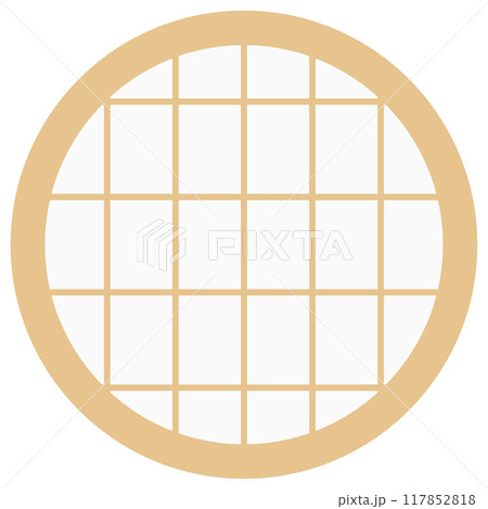 丸型の障子イラストセット　ベクター　丸型デザイン　和 117852818