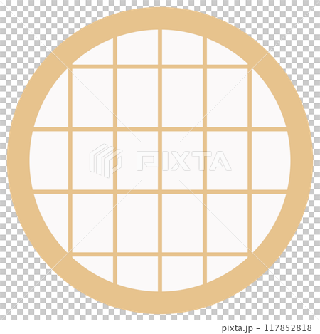 丸型の障子イラストセット　ベクター　丸型デザイン　和 117852818