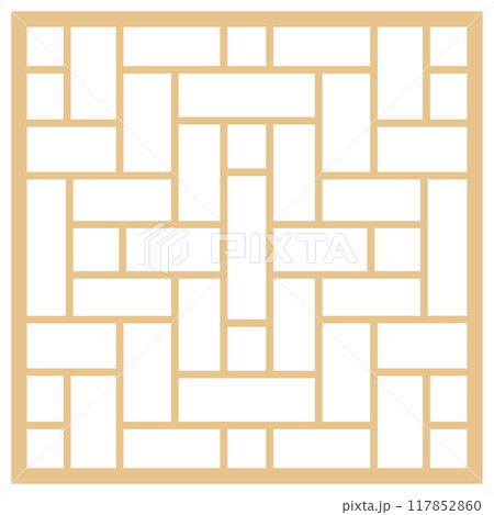 アジアン風の窓枠や家具に使われる文様・装飾のイラスト素材　ベクター 117852860