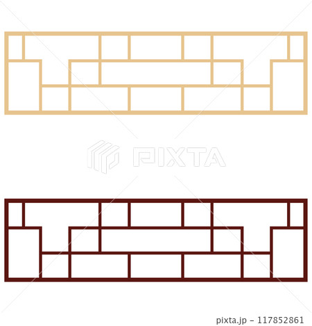 アジアン風の窓枠や家具に使われる文様・装飾のイラスト素材　ベクター 117852861
