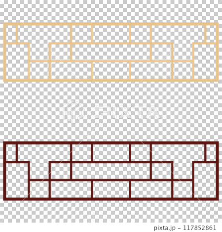 アジアン風の窓枠や家具に使われる文様・装飾のイラスト素材　ベクター 117852861