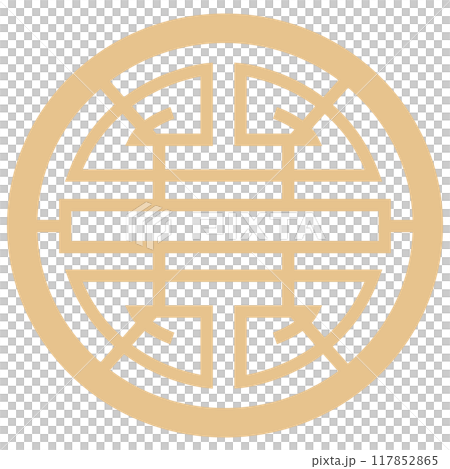 アジアン風の窓枠や家具に使われる文様・装飾のイラスト素材　ベクター 117852865