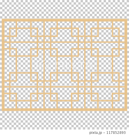 アジアン風の窓枠や家具に使われる文様・装飾のイラスト素材　ベクター 117852893