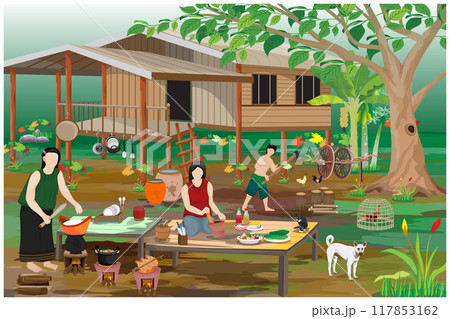 lifestyle of people at countryside vector design 117853162