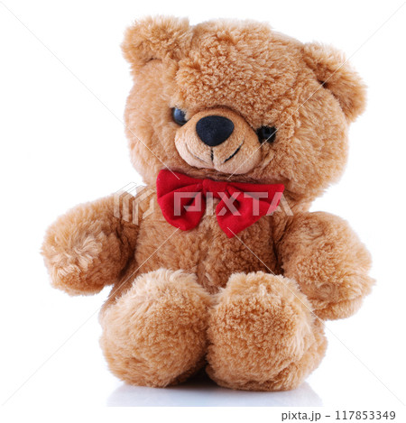Small Teddy Bear with red bow tie smiling Small Teddy Bear with red bow tie smiling 117853349