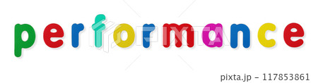 Performance word in coloured magnetic letters 117853861