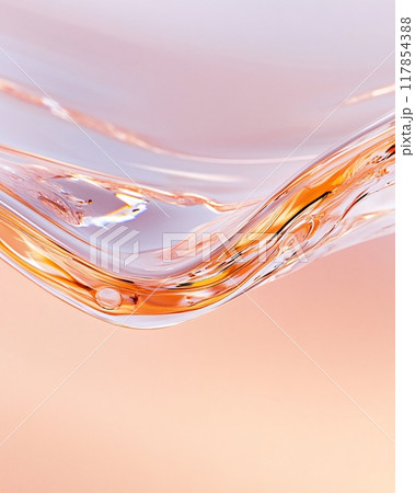 Close-Up of Fluid Liquid Wave with Abstract Pink and Orange Background 117854388