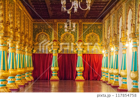 Magnificent view of the interior of Mysore Palace Magnificent view of the interior of Mysore Palace 117854758