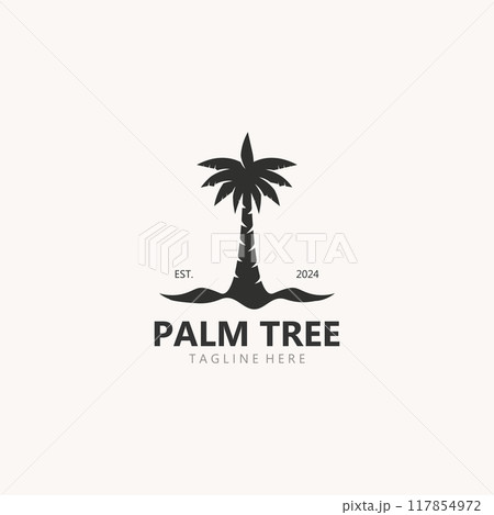 Palm tree simple and modern premium logo design. abstract icon palm beach illustration 117854972