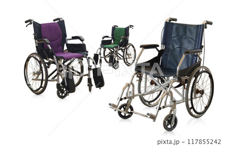 three wheel chair on white background, object,  comfortable, travel, jaunt, technology, copy space 117855242