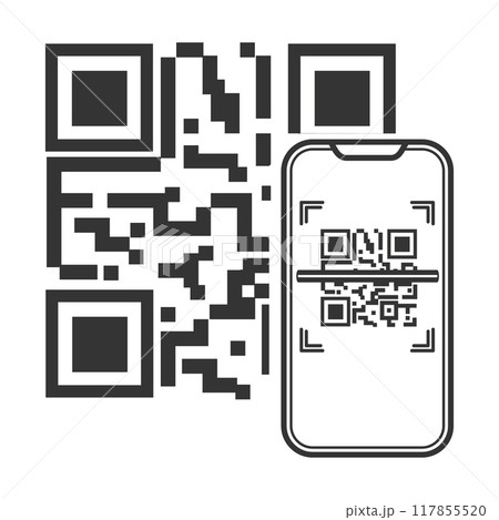 QR Code vector icon. QR code sample for smartphone scanning. Isolated vector QR Code vector icon. QR code sample for smartphone scanning. Isolated vector 117855520