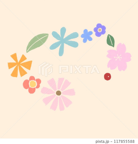 いろんな花とハート 117855588