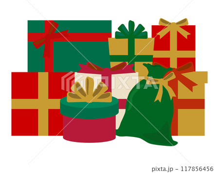 たくさんのクリスマスプレゼントのイラスト 117856456