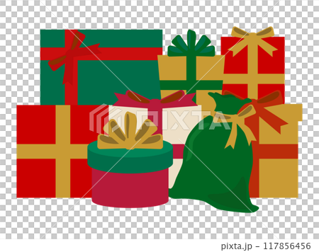 Illustration of lots of Christmas presents 117856456
