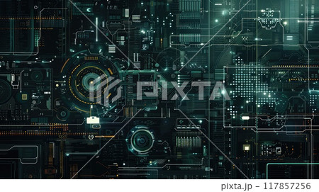 A digital interface displaying layers of encrypted data and security protocols, with intricate patterns and symbols  A digital interface displaying layers of encrypted data and security protocols, with intricate patterns and symbols  117857256