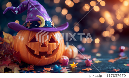 ハロウィンの可愛らしいジャック・オー・ランタン 117857670