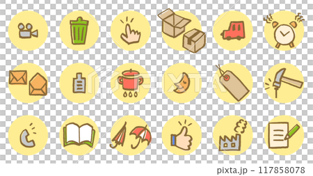Misaligned hand-drawn icon set 117858078