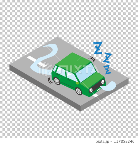A car driven by a sleepy driver 117858246