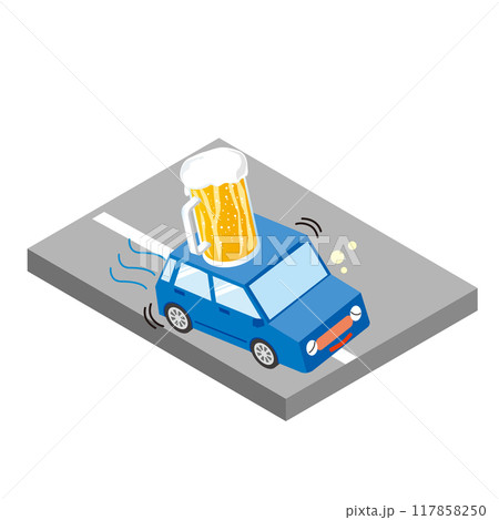 飲酒運転する車のイメージイラスト 飲酒運転する車のイメージイラスト 117858250
