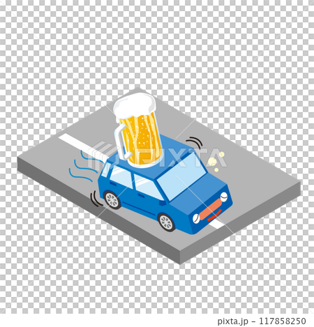 飲酒運転する車のイメージイラスト 飲酒運転する車のイメージイラスト 117858250