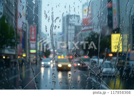 大雨　ゲリラ豪雨　線状降水帯　台風 117858308