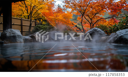 露天風呂と紅葉 露天風呂と紅葉 117858353