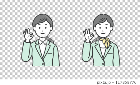 OKポーズをする女性ビジネスマンの上半身イラスト 117858776