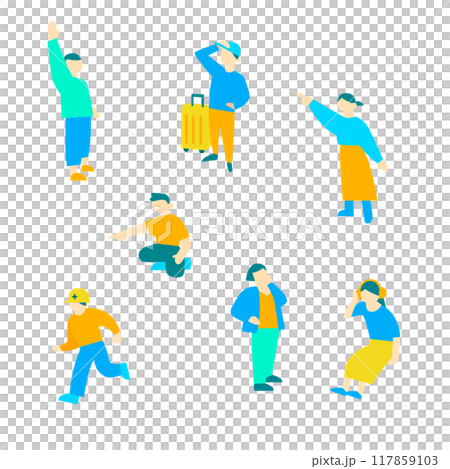 さまざまなポーズの人のイラスト. さまざまなポーズの人のイラスト. 117859103