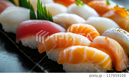 秋の山岳地帯の俯瞰風景 117859108