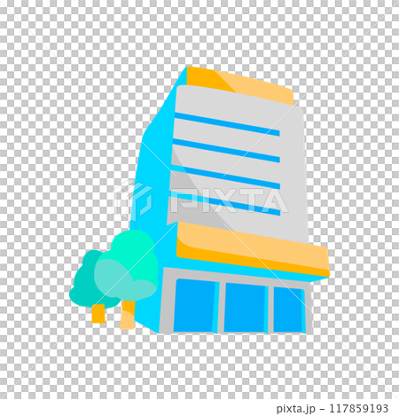 有行道樹的建築物的插圖 117859193