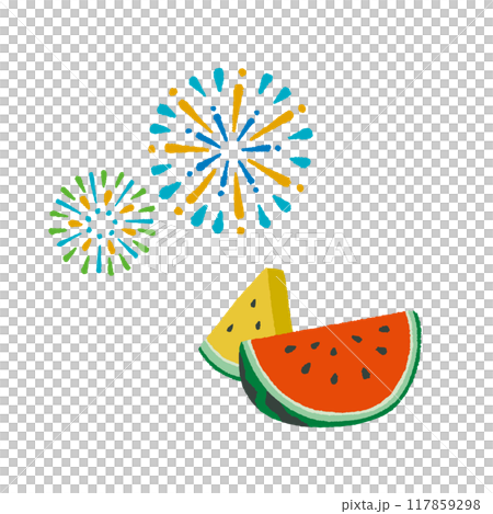 Fire and watermelon illustration 117859298