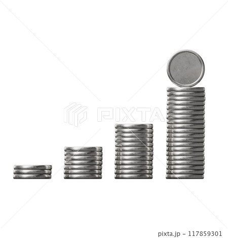Silver Coin on White Background. 3D Illustration. File With Clipping Path. 117859301