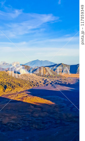 beautiful view of Mount Bromo landscape beautiful view of Mount Bromo landscape 117859349
