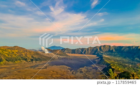 beautiful view of Mount Bromo landscape beautiful view of Mount Bromo landscape 117859465