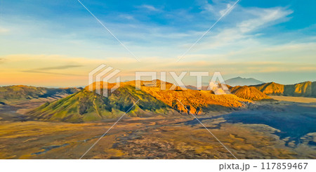 beautiful view of Mount Bromo landscape beautiful view of Mount Bromo landscape 117859467
