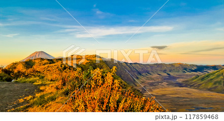 beautiful view of Mount Bromo landscape beautiful view of Mount Bromo landscape 117859468