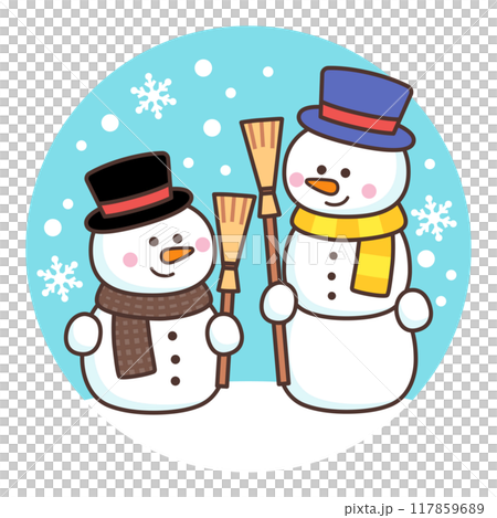 Snowman with a broom 117859689