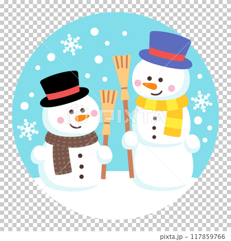 Snowman with a broom 117859766