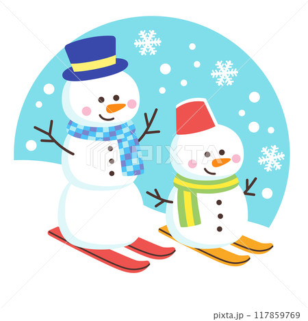 スキーをする雪だるま 117859769